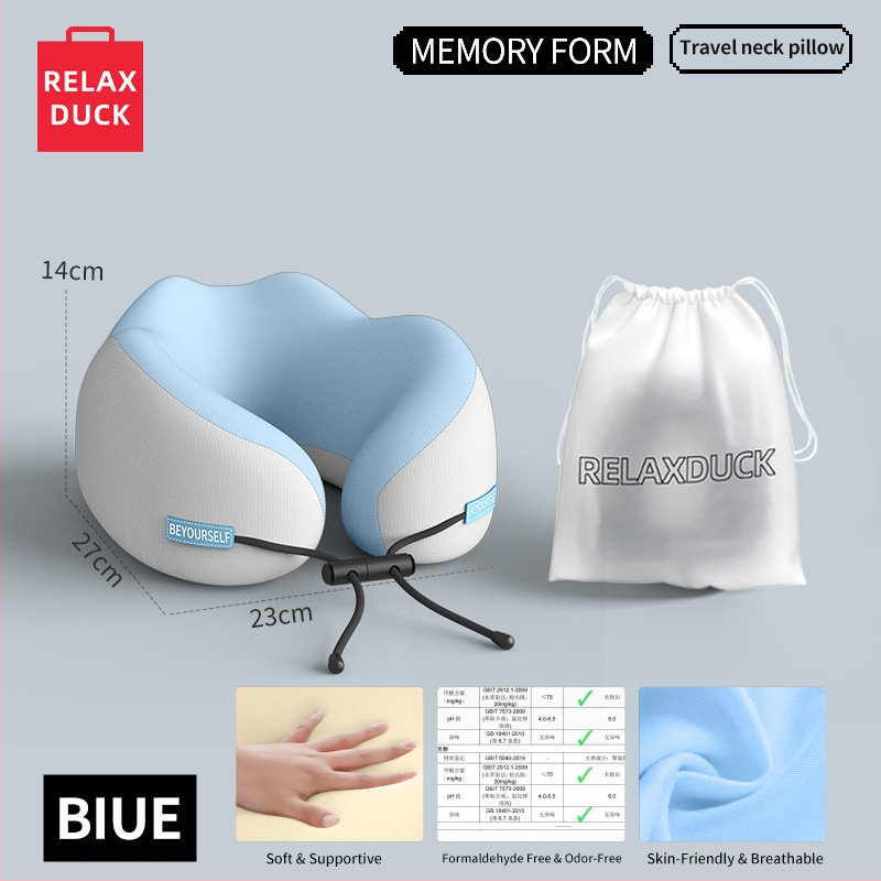 Relaxduck Pernă de gât în formă de U, spumă cu memorie, husă Milk Silk, design modern minimalist, portabil pentru călătorii