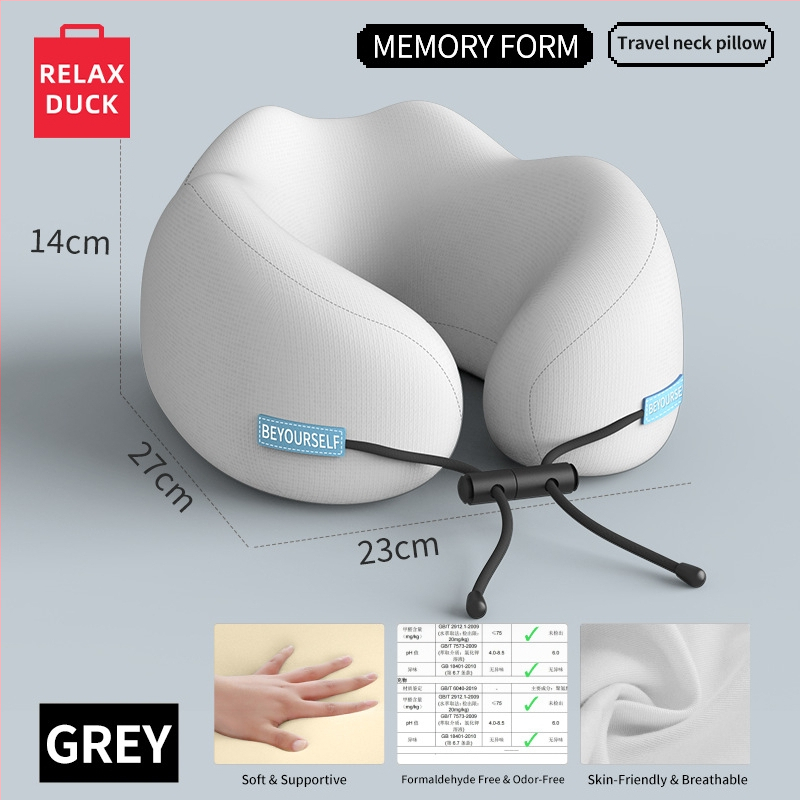 Relaxduck Pernă de gât în formă de U, spumă cu memorie, husă Milk Silk, design modern minimalist, portabil pentru călătorii