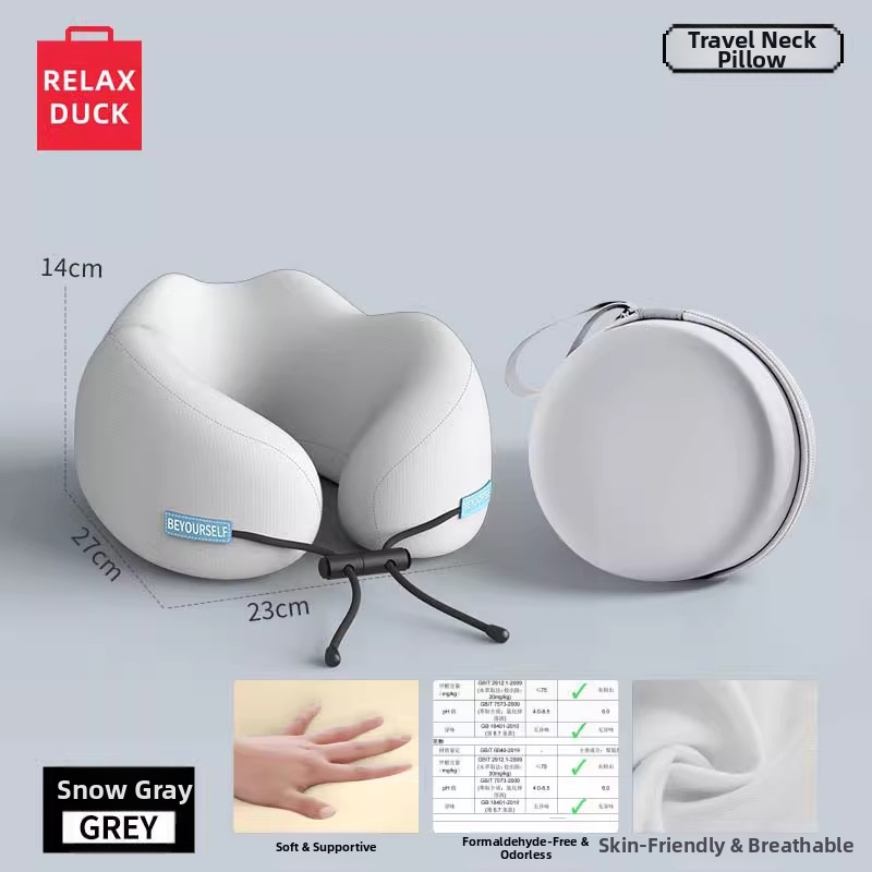 Relaxduck Pernă de gât în formă de U, spumă cu memorie, husă Milk Silk, design modern minimalist, portabil pentru călătorii