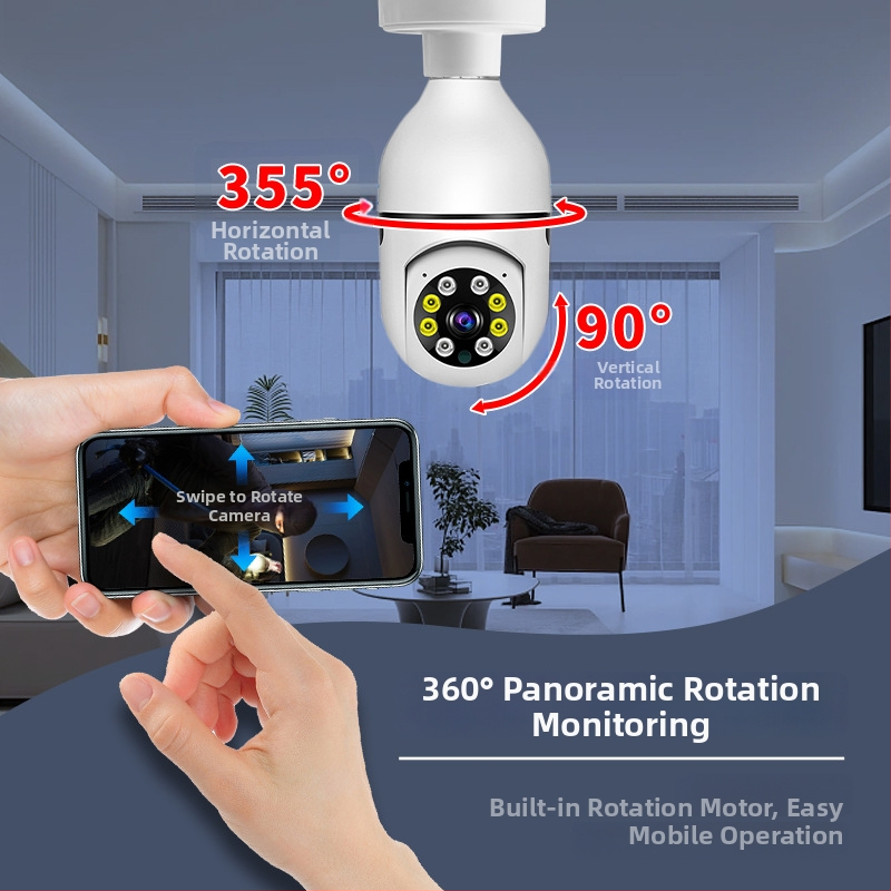 Camera bec E27, WiFi, 1080P, obiectiv 4 mm, viziune de noapte