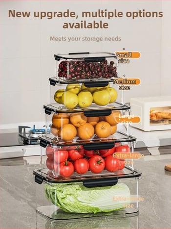 PET kutija za skladištenje hrane, prozirni zatvoreni spremnik za zamrzavanje, otporan na vlagu, velik kapacitet za voće i povrće