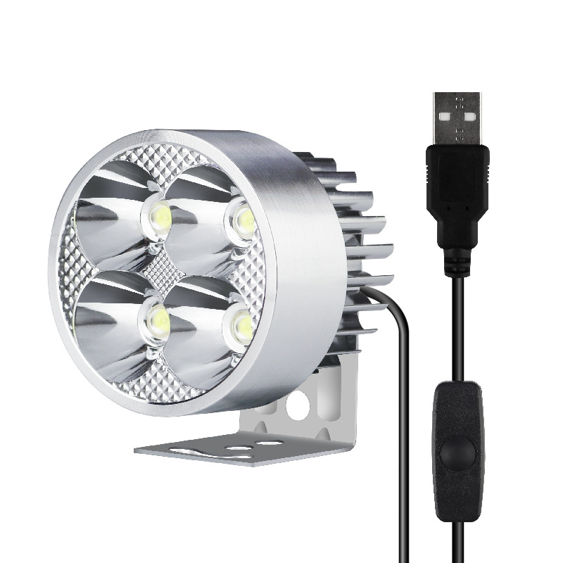 Far de bicicletă cu port USB de încărcare și LED spot, luminozitate mare, lampă de camping