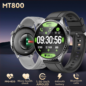 MT800 ceas inteligent cu ecran AMOLED, apel Bluetooth, monitorizare ECG, monitorizare a saturației de oxigen din sânge și plăți offline