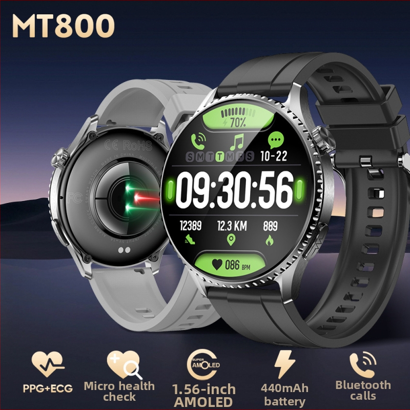 MT800 ceas inteligent cu ecran AMOLED, apel Bluetooth, monitorizare ECG, monitorizare a saturației de oxigen din sânge și plăți offline