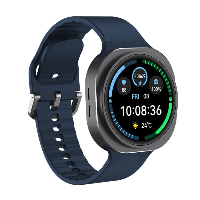 Смарт часовник GT8Max със рамка от цинкова сплав и кръгъл циферблат; здравни сензори: сърдечен ритъм, кръвно налягане, кислород в кръвта, мониторинг на съня; 1,26-инчов TFT дисплей; 7–14 дни живот на батерията; безжично зареждане; Bluetooth