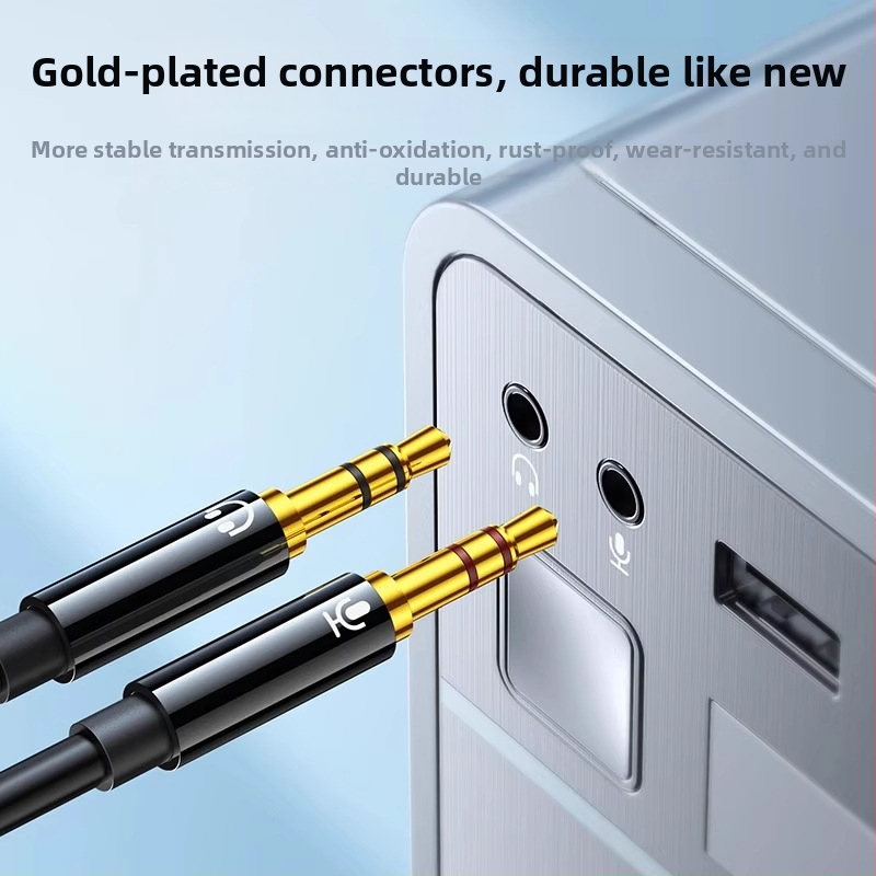 Green Union AV140 cablu audio 2-în-1 pentru căști și microfon, conectori placate cu aur, nucleu din cupru emailat, cablu din TPE, certificat ROHS