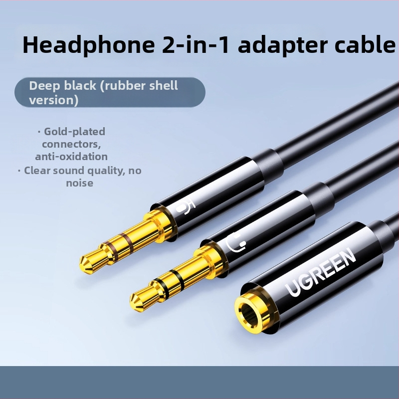 Green Union AV140 cablu audio 2-în-1 pentru căști și microfon, conectori placate cu aur, nucleu din cupru emailat, cablu din TPE, certificat ROHS