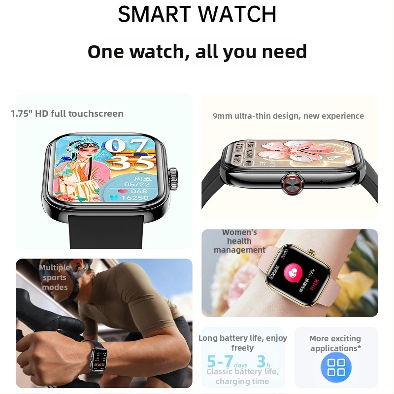 Смарт часовник G46 с Bluetooth разговори, мониторинг на сърдечния ритъм, кръвното налягане, кислород в кръвта и следене на съня