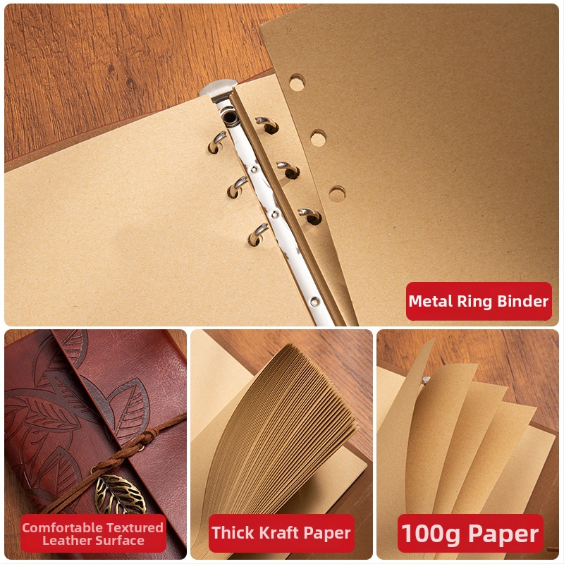 Jurnal cu 6 găuri, pagini din Kraft, 75 foi, 80 g/m², imprimare logo personalizat