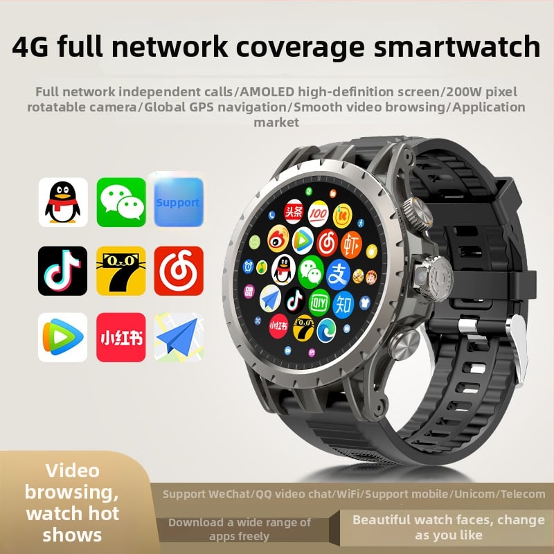 Смарт гривна с 1.43-инчов TFT дисплей, 180° въртяща се камера, слот за карта памет, мониторинг на сърдечен ритъм и кислород в кръвта, 7–14 дни живот на батерията