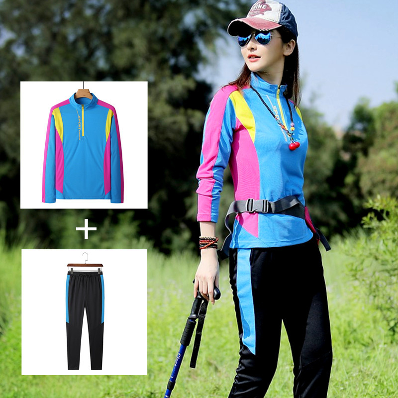 Ženski Gore-Tex set za brzo sušenje za planinarenje: majica s dugim rukavima i prozračne lagane hlače, za jesen