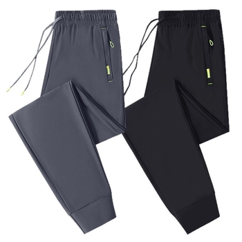 Muške široke sportske hlače od ice-silk, brzo sušeće, visok pojas, prozračne za ljeto