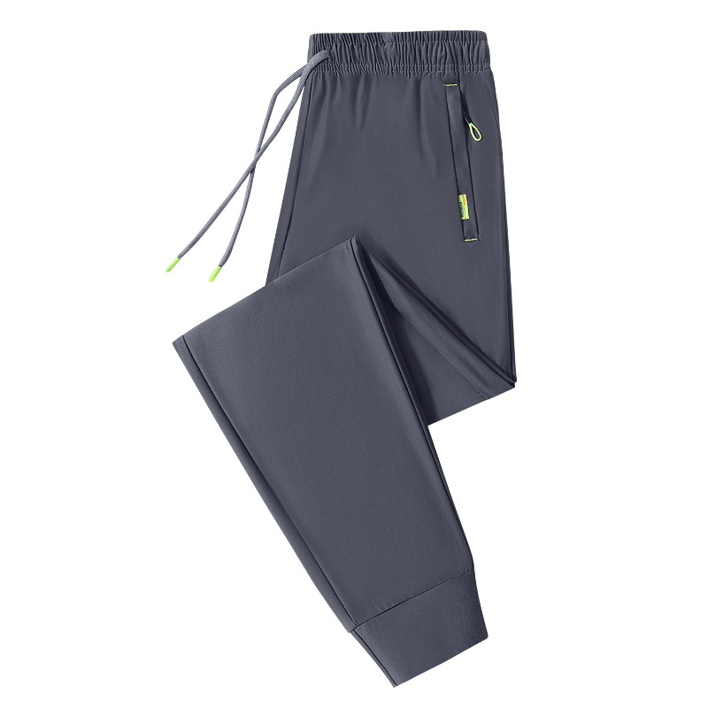 Muške široke sportske hlače od ice-silk, brzo sušeće, visok pojas, prozračne za ljeto