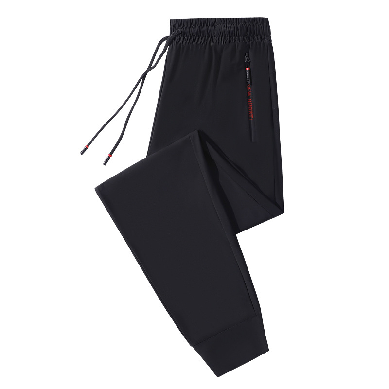 Muške široke sportske hlače od ice-silk, brzo sušeće, visok pojas, prozračne za ljeto