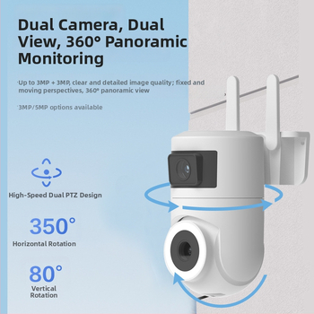 Bežična vanjska kamera za nadzor – 3 MP, dvostruki objektiv, 0,01 lux, -20 do 55 °C, napajanje 5 V