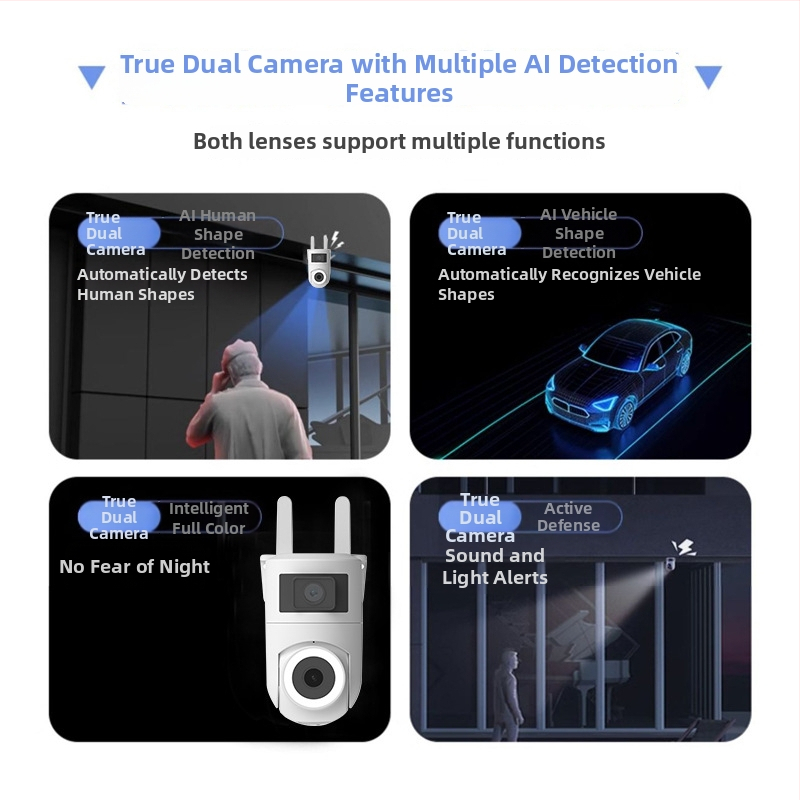 Bežična vanjska kamera za nadzor – 3 MP, dvostruki objektiv, 0,01 lux, -20 do 55 °C, napajanje 5 V