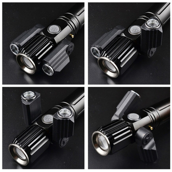 Lumină pentru bicicletă LED T6, cap rotativ, corp din aliaj de aluminiu, fascicul retractabil pentru plimbări nocturne