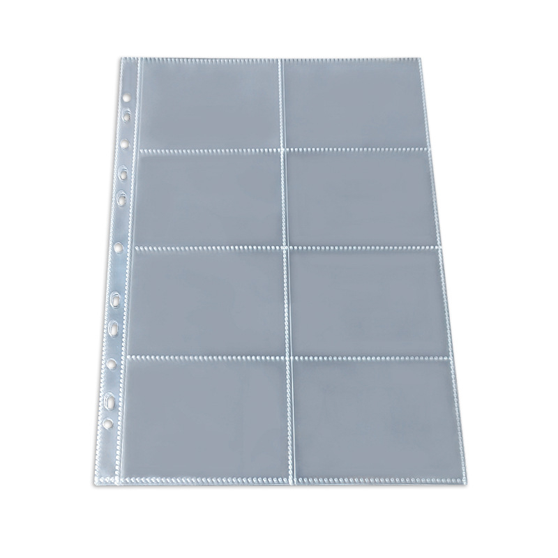 A4 album za kartice s prozirnim unutarnjim stranicama, 8 polja, Loose-Leaf refil, PP stranice, 10 listova