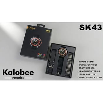 Kalobee SK43 Смарт часовник с 1,65-инч AMOLED дисплей, Bluetooth разговори, мониторинг на сърдечната честота и кислород в кръвта, живот на батерията 7–14 дни