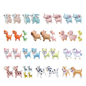 Balon s crtanim životinjama, svjetleći s kotačićima za hodanje djetetu — Materijal: aluminijska folija; Oblik: crtane životinje; Rasvjeta; Kotači