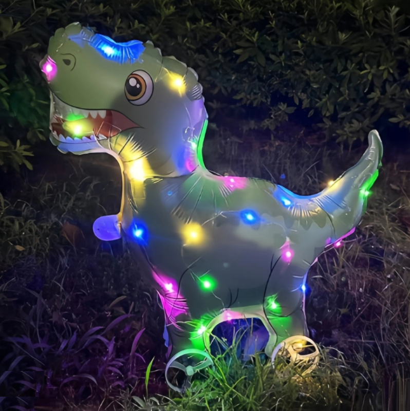 Balon s crtanim životinjama, svjetleći s kotačićima za hodanje djetetu — Materijal: aluminijska folija; Oblik: crtane životinje; Rasvjeta; Kotači