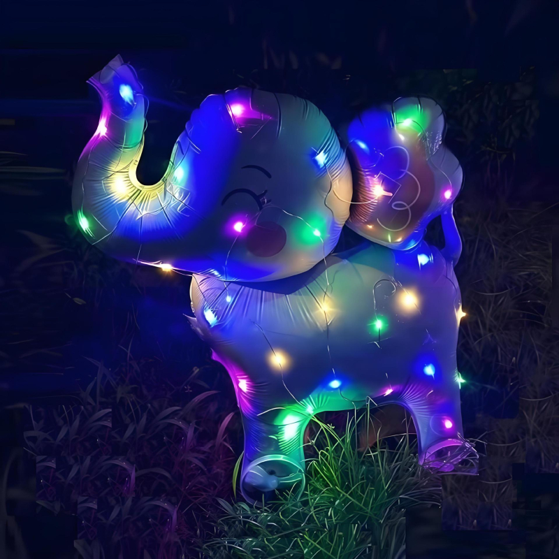 Balon s crtanim životinjama, svjetleći s kotačićima za hodanje djetetu — Materijal: aluminijska folija; Oblik: crtane životinje; Rasvjeta; Kotači