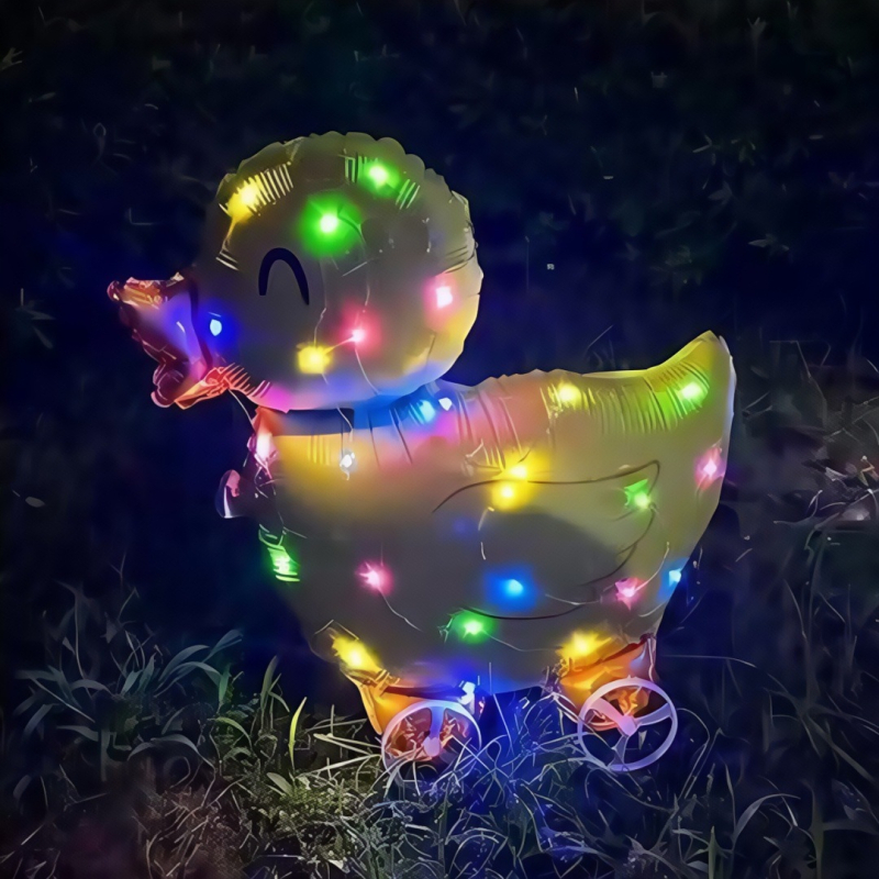 Balon s crtanim životinjama, svjetleći s kotačićima za hodanje djetetu — Materijal: aluminijska folija; Oblik: crtane životinje; Rasvjeta; Kotači