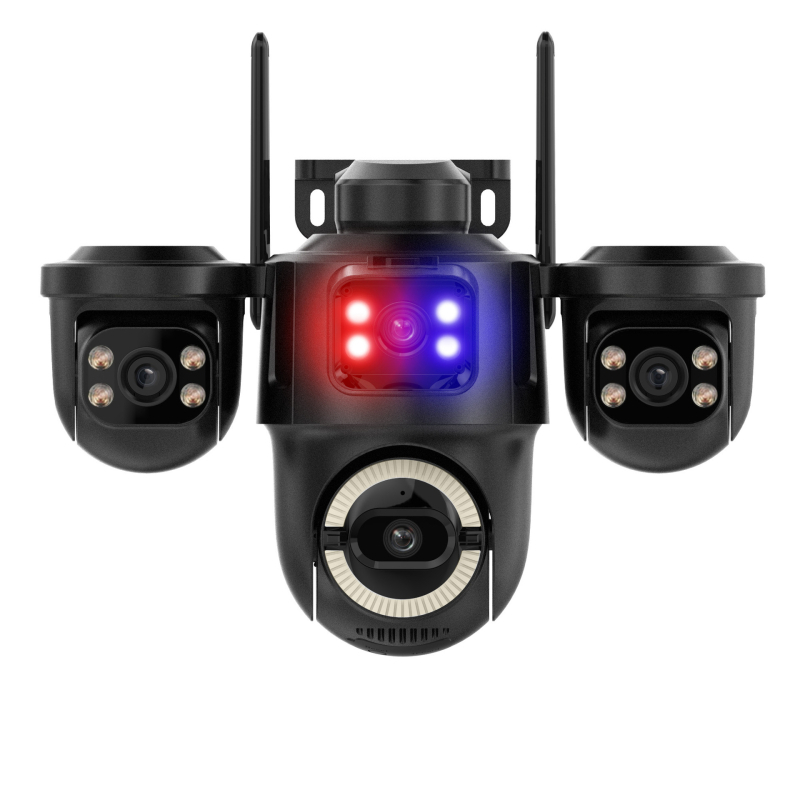 Cameră WiFi PTZ cu iluminare minimă 0.01 lux, SNR > 48 dB, utilizare indoor/outdoor, carcasă ABS, lumină de avertizare