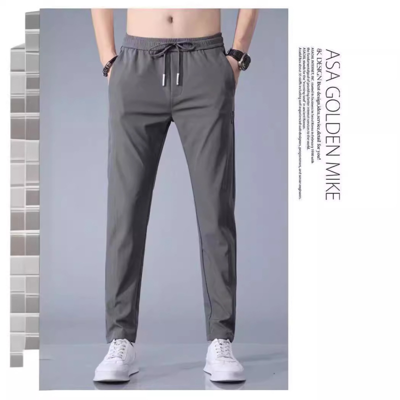Muške ljetne opuštene hlače od Ice Silk materijala, prozračne, brzo se suše, s vezicom u struku