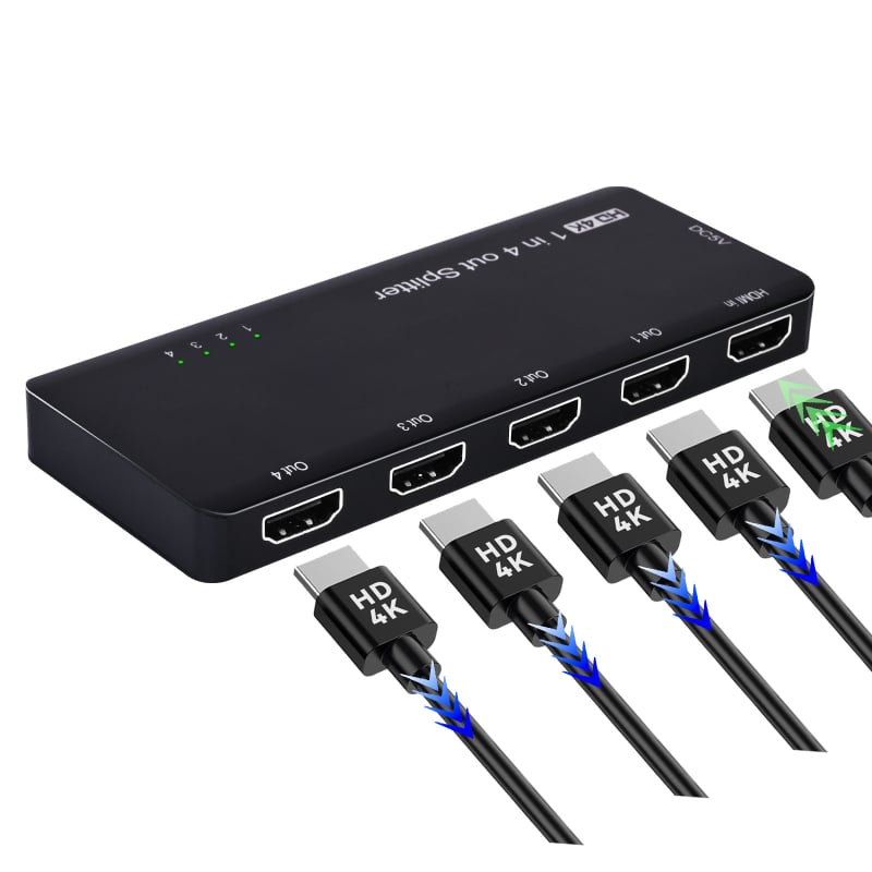 HDMI 2.1 1x4 διανομέας βίντεο, 8K ανάλυση, CableDeconn F0204