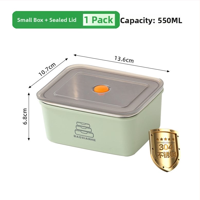 Ανοξείδωτο διπλό κουτί γεύματος, ορθογώνιο, σφραγισμένο και αδιαρροϊκό, συμβατό με φούρνο μικροκυμάτων, χωρητικότητας 1–2 L