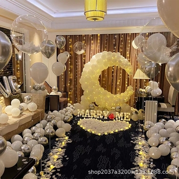 Latex baloni s aluminijskom folijom, okruglog oblika, geometrijski uzorak, paket za prosidbu i Dan zaljubljenih, dekoracija spavaće sobe