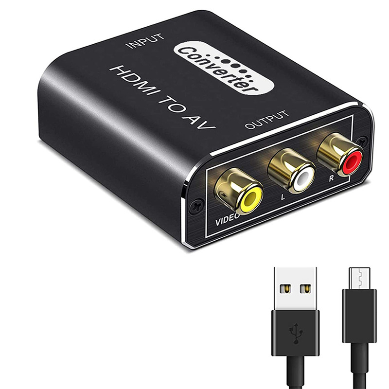 HDMI към AV конвертор HA-308A, 1080P, USB захранване, съвместим с различни приставки и DVD плейъри