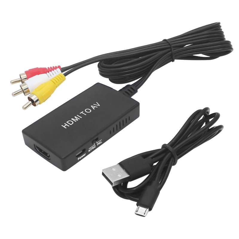 HDMI na AV prepínač a digitálny-analógový prevodník, 1080P, USB napájací kábel 1 m, AV kábel 0,5 m, podpora riadenia napájania