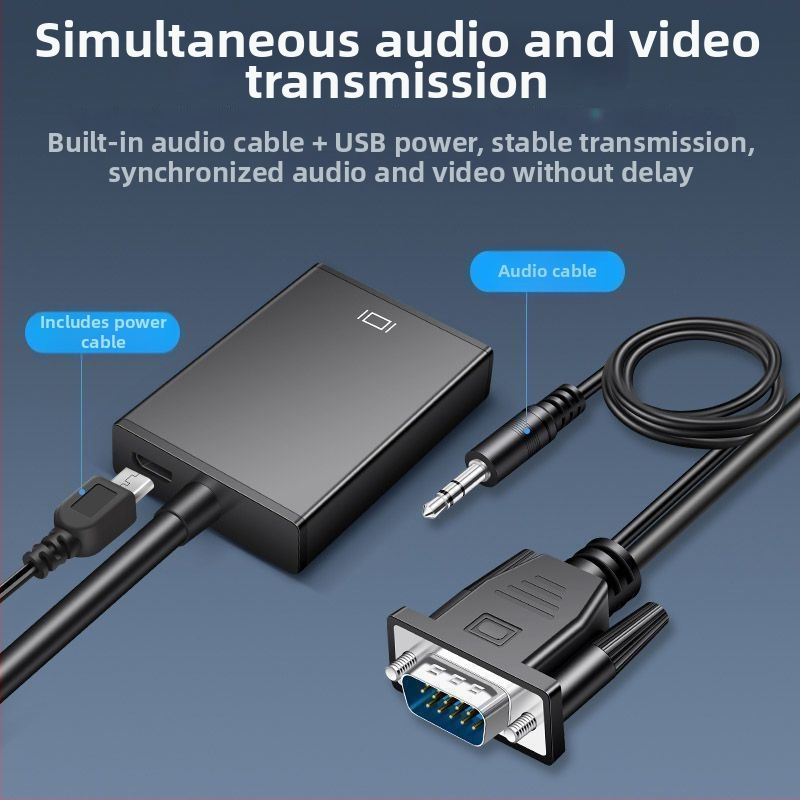 VGA na HDMI adapter s zvukom, VGA muški na HDMI ženski, 1080p