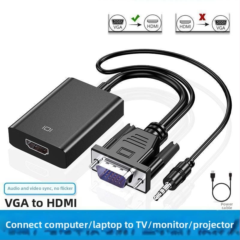 VGA na HDMI adapter s zvukom, VGA muški na HDMI ženski, 1080p