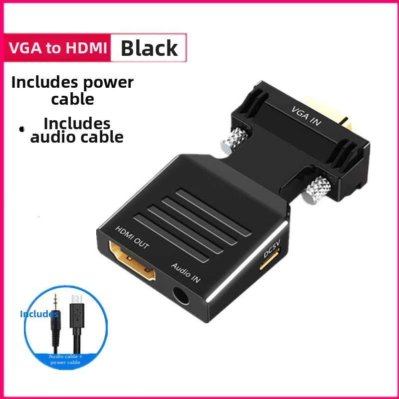 VGA na HDMI adapter s zvukom, VGA muški na HDMI ženski, 1080p