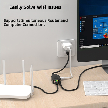 Dongji RJ45 Ethernet splitter 1:2 pre dva počítače, pripojenie na gigabitový switch