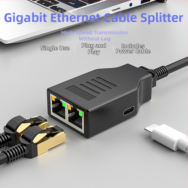 Dongji RJ45 Ethernet splitter 1:2 pre dva počítače, pripojenie na gigabitový switch