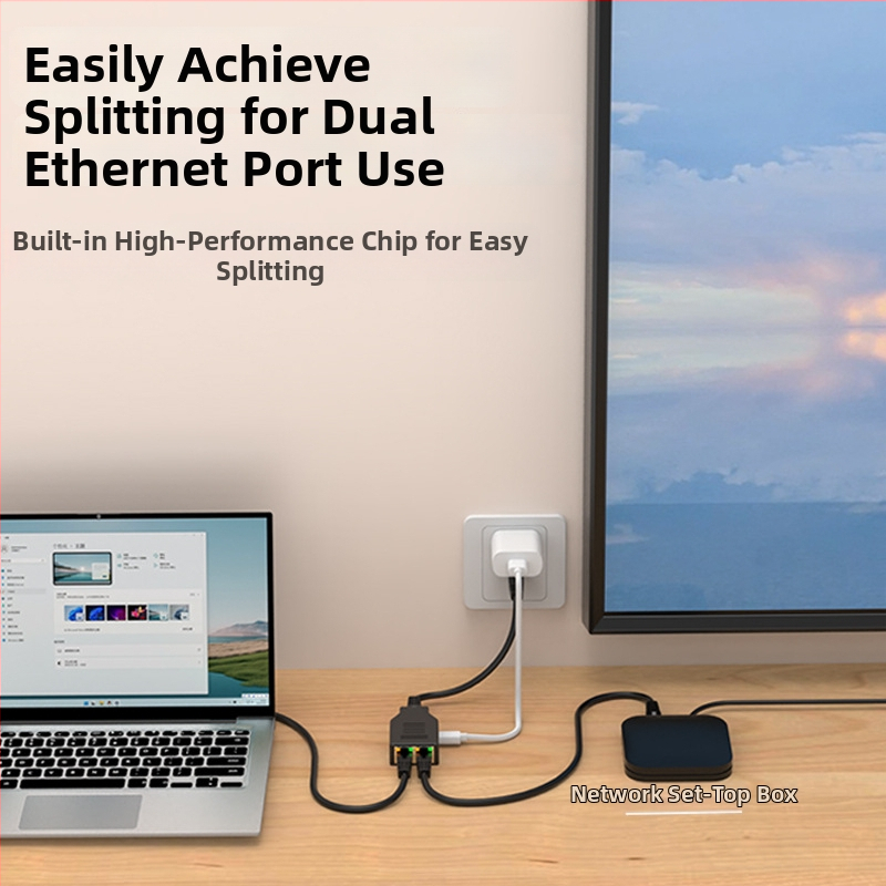 Dongji RJ45 Ethernet splitter 1:2 pre dva počítače, pripojenie na gigabitový switch