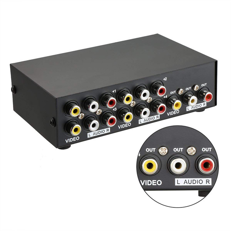 AV prekidač 4 u 1 za audio/video, 4 porta, upravljanje napajanjem, bez daljinskog buđenja