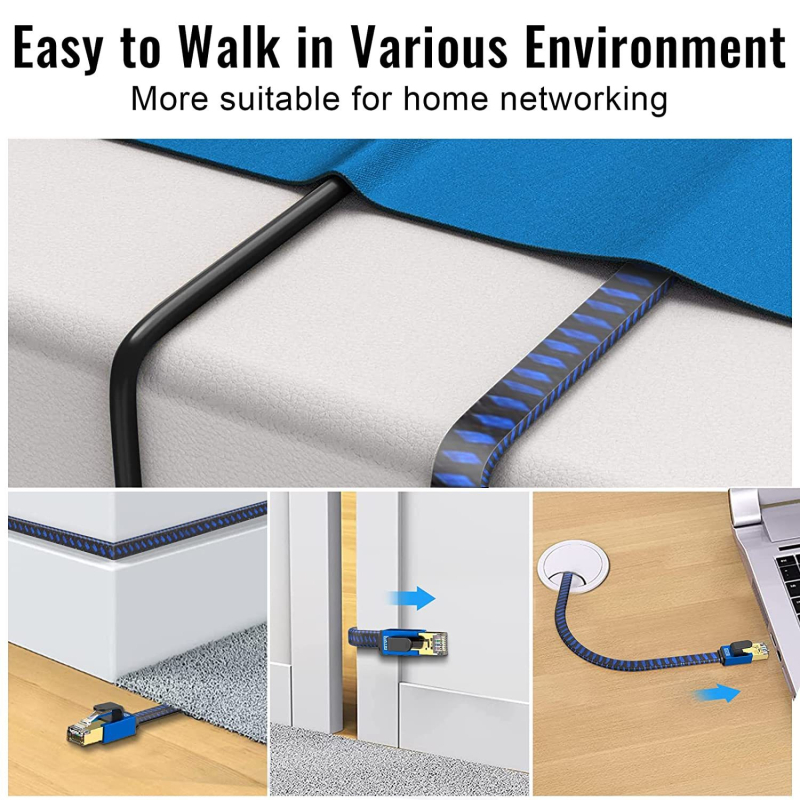 Cat8 επίπεδο καλώδιο Ethernet, 5 μέτρα, χαλκός χωρίς οξείδωση, RJ45, για PC και δρομολογητή