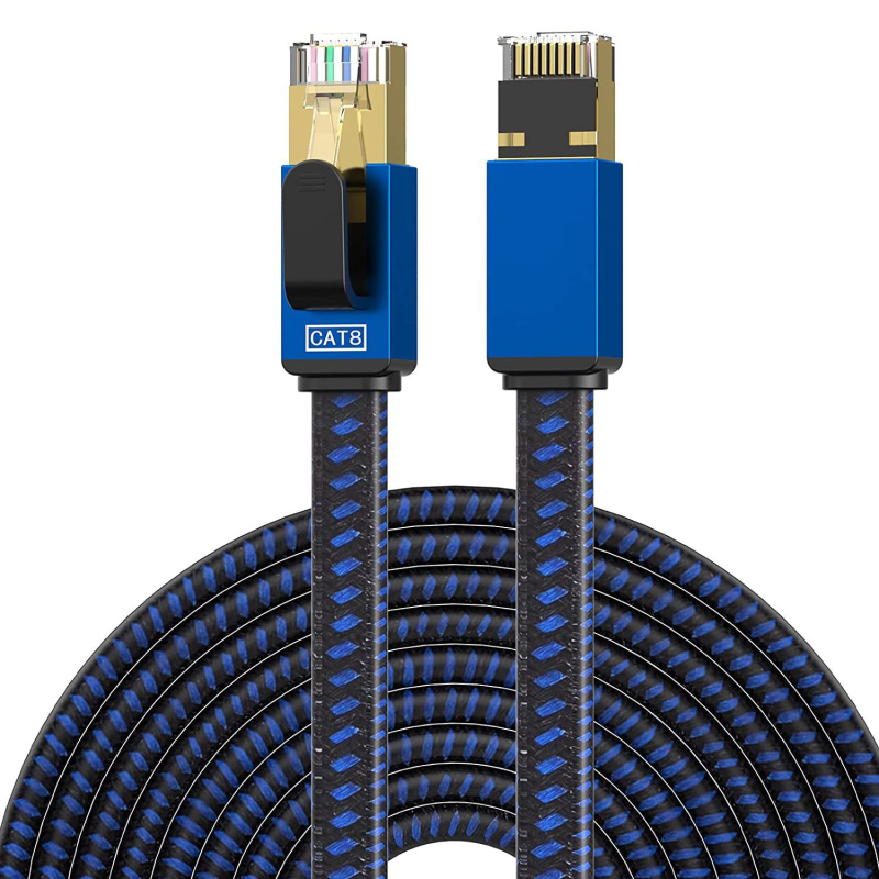 Cat8 επίπεδο καλώδιο Ethernet, 5 μέτρα, χαλκός χωρίς οξείδωση, RJ45, για PC και δρομολογητή
