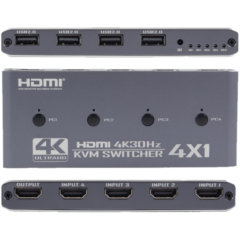 HDMI 2.0 KVM prekidač, 4K60, besprijekorno prebacivanje zvuka i videa sa sinkronizacijom, model OZK5, 1 godina jamstva