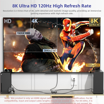 HDMI prekidač, 2 ulaza 1 izlaz, 4K60Hz, 18Gbps, PI12221 čip