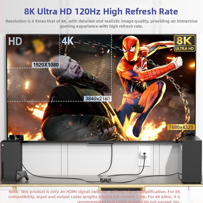 HDMI prekidač, 2 ulaza 1 izlaz, 4K60Hz, 18Gbps, PI12221 čip