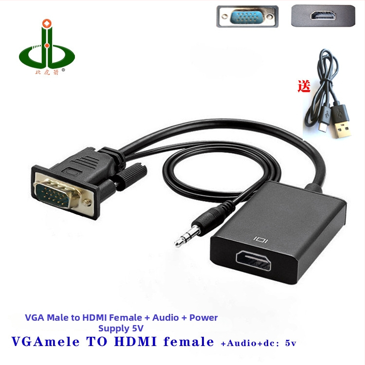 Konvertor VGA na HDMI pre PC/TV/monitor, 1080p, diaľkové prebudenie, správa napájania