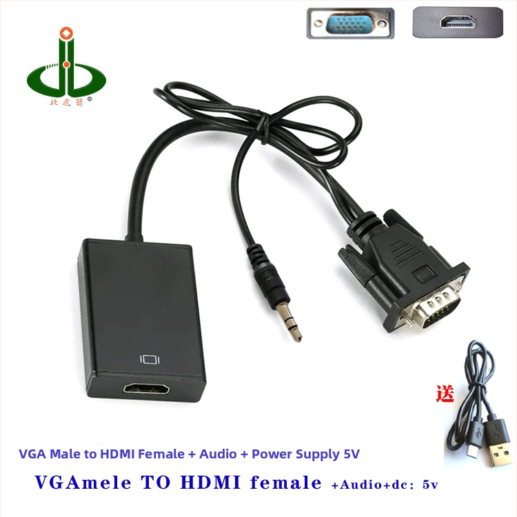 Konvertor VGA na HDMI pre PC/TV/monitor, 1080p, diaľkové prebudenie, správa napájania