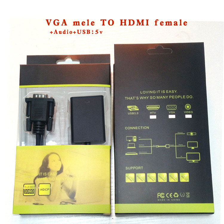 VGA na HDMI pretvarač za PC/TV/monitor, 1080p, daljinsko buđenje, upravljanje napajanjem