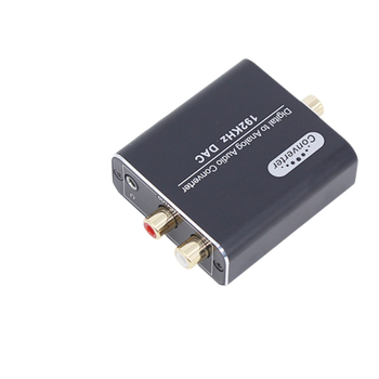 Convertor DAC audio și video cu intrări optice și coaxiale, ieșiri RCA stereo și jack de 3,5 mm, rezoluție 1920x1080, PCM/LPCM